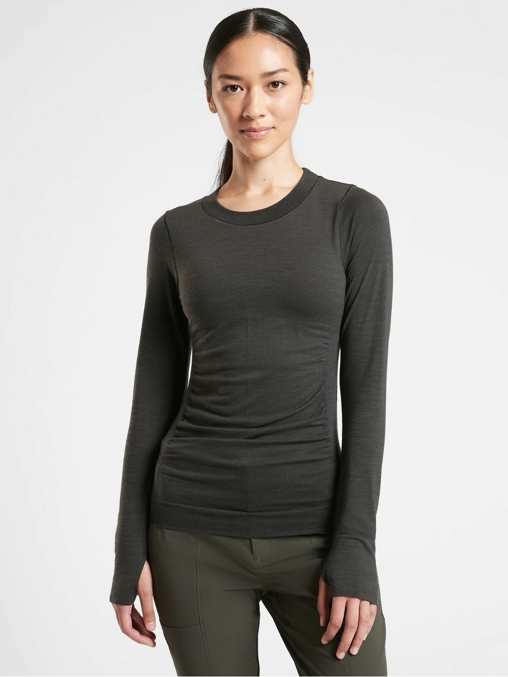 Athleta Foresthill Ascent Charcoal Grey Long Sleeve NWOT Size Small